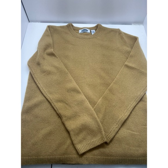 Old Navy Sweater Medium Crewneck Pullover Tan‎ 100% Lambswool Chest 36" - Picture 4 of 5